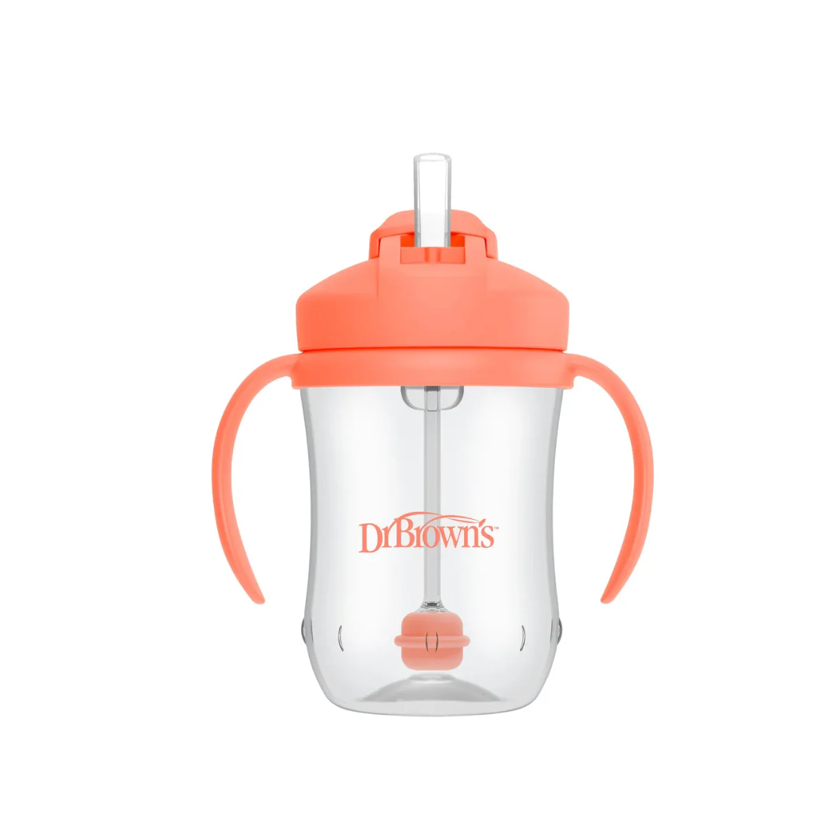 1er VASO CON ASAS Y PAJITA 270 ml 6M CORAL - DR. BROWN'S - Imagen 3