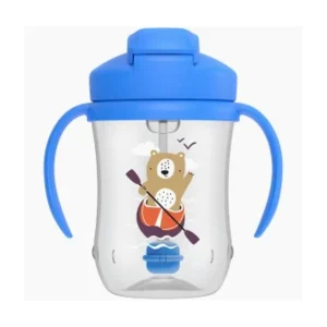 1er VASO CON ASAS Y PAJITA 270 ml 6M AZUL  - DR. BROWN'S