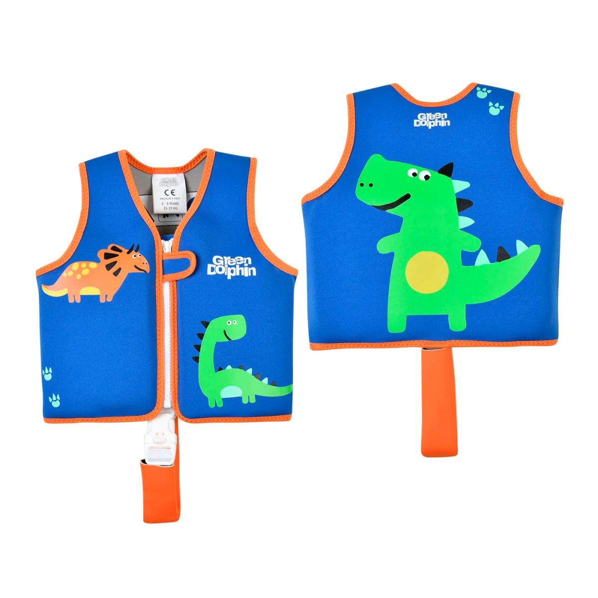 CHALECO FLOTADOR INFANTIL DINOSAURIO 15 a 19 kg 2 a 3 AÑOS GREEN DOLPHIN - Imagen 4