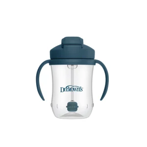 1er VASO CON ASAS Y PAJITA 270 ml 6M AZUL OCEANO  - DR. BROWN'S