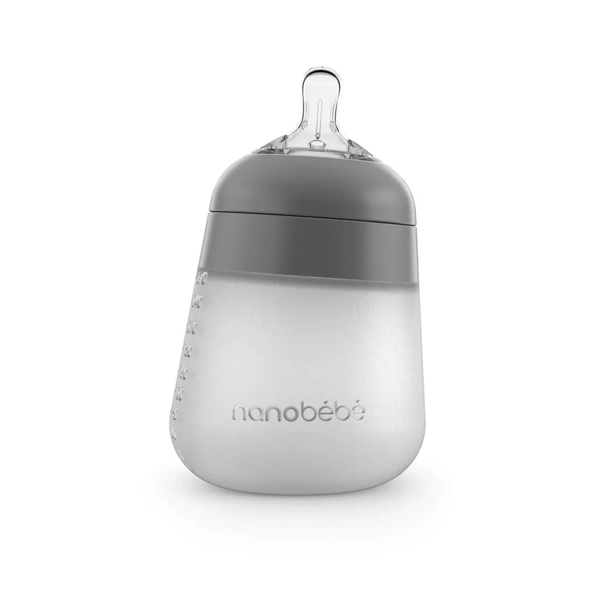 Mamadera de Silicona Anticólico Nanobebé Flexy 270 ml Gris