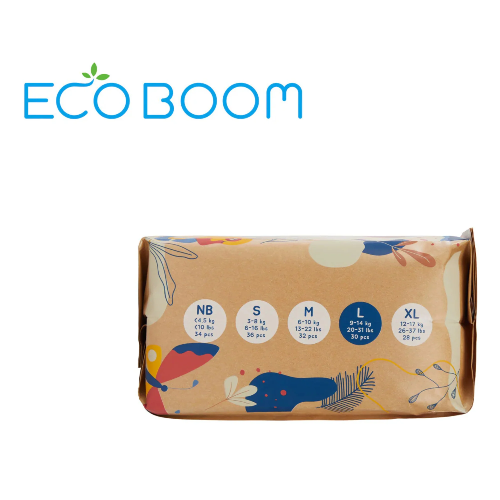 Pañales de Bambú Eco Boom Joy Talla L 9 - 14 KG 30 U - Imagen 3