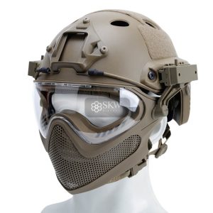 Casco Tipo Fast Y Mascara Tan Delta Tactics